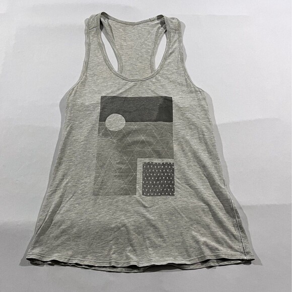 lululemon athletica Tops - Lululemon Gray Womens Superb Tank Square Print Top Yoga Athleisure Casual Sz 4
